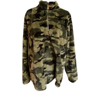 Jess Lea Boutique Olive Camo Faux Fur Pullover